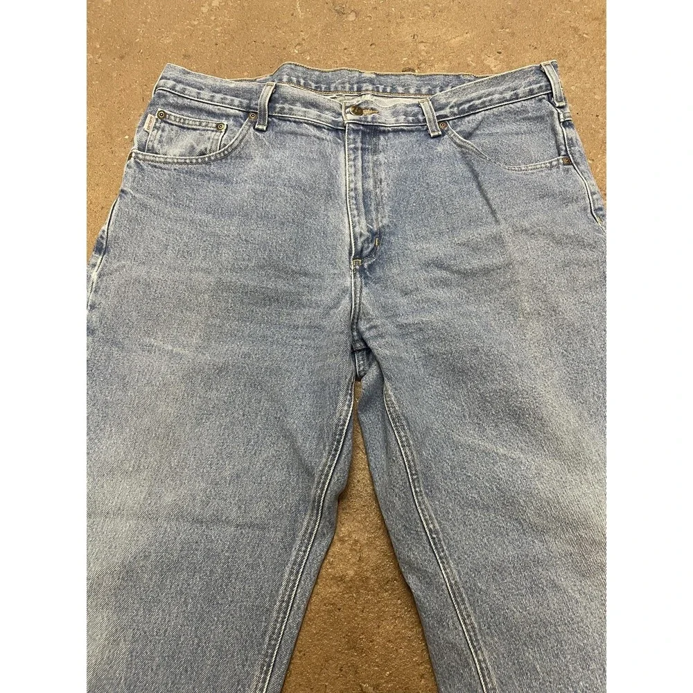 Carhartt‎ Jeans Mens Light Blue Denim Relaxed Straight Leg 5-Pocket Zip Fly Work